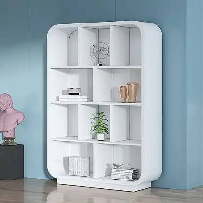 4-Tier Irregular Bookshelf MDF Bookcase in White (2000mm High)