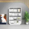 4-Tier Irregular Bookshelf MDF Bookcase in White (2000mm High)