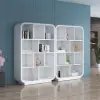 4-Tier Irregular Bookshelf MDF Bookcase in White (2000mm High)