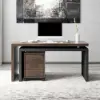 Modern 152 cm L-Shaped Black & Walnut Executive Desk with Movable File Cabinet