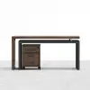 Modern 152 cm L-Shaped Black & Walnut Executive Desk with Movable File Cabinet