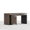 Modern 152 cm L-Shaped Black & Walnut Executive Desk with Movable File Cabinet