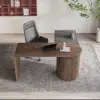 Modern 152 cm L-Shaped Black & Walnut Executive Desk with Drawers, Rotating Design