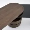 Modern 152 cm L-Shaped Black & Walnut Executive Desk with Drawers, Rotating Design