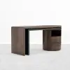 Modern 152 cm L-Shaped Black & Walnut Executive Desk with Drawers, Rotating Design