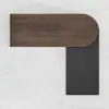 Modern 152 cm L-Shaped Black & Walnut Executive Desk with Drawers, Rotating Design