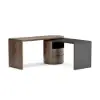 Modern 152 cm L-Shaped Black & Walnut Executive Desk with Drawers, Rotating Design