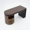 Modern 152 cm L-Shaped Black & Walnut Executive Desk with Drawers, Rotating Design