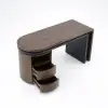 Modern 152 cm L-Shaped Black & Walnut Executive Desk with Drawers, Rotating Design