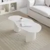 1200mm Japandi Funky Wood Coffee Table Abstract Cloud Shaped in White