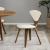 Picture of Mid-Century Dining Chairs Upholstered Faux Leather Walnut Set of 2 Dining Room Chairs