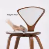 Picture of Mid-Century Dining Chairs Upholstered Faux Leather Walnut Set of 2 Dining Room Chairs