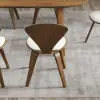 Picture of Mid-Century Dining Chairs Upholstered Faux Leather Walnut Set of 2 Dining Room Chairs