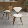 Picture of Mid-Century Dining Chairs Upholstered Faux Leather Walnut Set of 2 Dining Room Chairs