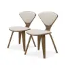 Picture of Mid-Century Dining Chairs Upholstered Faux Leather Walnut Set of 2 Dining Room Chairs