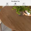 Modern 39-inch Round Walnut Wood Dining Table, Seats 2