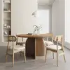 Modern 39-inch Round Walnut Wood Dining Table, Seats 2