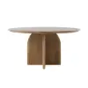 Modern 39-inch Round Walnut Wood Dining Table, Seats 2