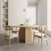 Modern 59" Round Natural Wood Dining Table, Seats 6