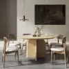 Modern 59" Round Natural Wood Dining Table, Seats 6