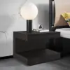 Rustic Wood Bedside Table with 1 Drawer C-shaped Side Table with Light
