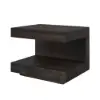 Rustic Wood Bedside Table with 1 Drawer C-shaped Side Table with Light