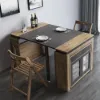 Modern 180 cm Extendable Walnut & Grey Wood Dining Table with Sideboard, Seats 2-4