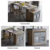 Modern 180 cm Extendable Walnut & Grey Wood Dining Table with Sideboard, Seats 2-4