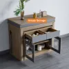 Modern 180 cm Extendable Walnut & Grey Wood Dining Table with Sideboard, Seats 2-4