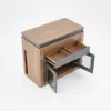 Modern 180 cm Extendable Walnut & Grey Wood Dining Table with Sideboard, Seats 2-4
