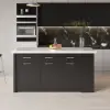 Picture of Modern 1830 mm Wood Kitchen Island with Drawers & Cabinets, White & Black
