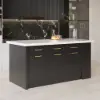 Picture of Modern 1830 mm Wood Kitchen Island with Drawers & Cabinets, White & Black
