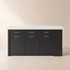 Picture of Modern 1830 mm Wood Kitchen Island with Drawers & Cabinets, White & Black