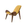 Faux Leather Tripod Slipper Accent Chair with Wooden Legs – Yellow