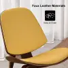 Faux Leather Tripod Slipper Accent Chair with Wooden Legs – Yellow