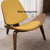 Faux Leather Tripod Slipper Accent Chair with Wooden Legs – Yellow