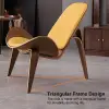 Faux Leather Tripod Slipper Accent Chair with Wooden Legs – Yellow