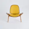 Faux Leather Tripod Slipper Accent Chair with Wooden Legs – Yellow