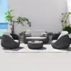 Cocaro 4-Piece Outdoor Rope Weave Sofa Set with Coffee Table in Dark Grey