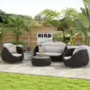 Cocaro 4-Piece Outdoor Rope Weave Sofa Set with Coffee Table in Dark Grey