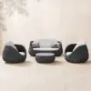 Cocaro 4-Piece Outdoor Rope Weave Sofa Set with Coffee Table in Dark Grey