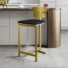 Modern PU Leather Black Counter Stools with Back Breakfast Kitchen Counter Stool