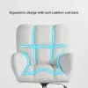 Modern White Office Chair Upholstered Cotton & Linen Swivel Task Chair Height Adjustable