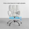Modern White Office Chair Upholstered Cotton & Linen Swivel Task Chair Height Adjustable