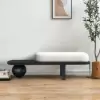 White & Black Wooden Entryway Bench Fleece Upholstered with Abstract Metal Legs