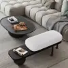 White & Black Wooden Entryway Bench Fleece Upholstered with Abstract Metal Legs