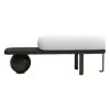 White & Black Wooden Entryway Bench Fleece Upholstered with Abstract Metal Legs