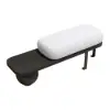 White & Black Wooden Entryway Bench Fleece Upholstered with Abstract Metal Legs