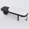 White & Black Wooden Entryway Bench Fleece Upholstered with Abstract Metal Legs