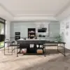 1525mm Kitchen Islands Extendable Faux Marble Top Industrial with 3-Drawer